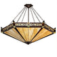 Meyda Lighting Peaches 49" 6-Light Mahogany Bronze Inverted Pendant Light With Amber & Beige Stained Shade Glass