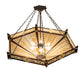 Meyda Lighting Peaches 49" 6-Light Mahogany Bronze Inverted Pendant Light With Amber & Beige Stained Shade Glass