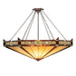 Meyda Lighting Peaches 49" 6-Light Mahogany Bronze Inverted Pendant Light With Amber & Beige Stained Shade Glass