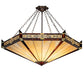 Meyda Lighting Peaches 49" 6-Light Mahogany Bronze Inverted Pendant Light With Amber & Beige Stained Shade Glass