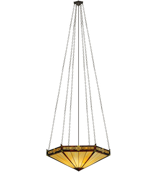 Meyda Lighting Peaches 49" 6-Light Mahogany Bronze Inverted Pendant Light With Honey Stained Shade Glass