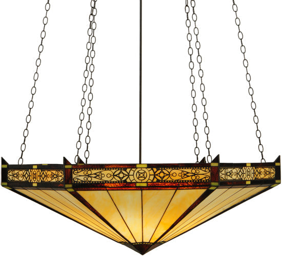 Meyda Lighting Peaches 49" 6-Light Mahogany Bronze Inverted Pendant Light With Honey Stained Shade Glass