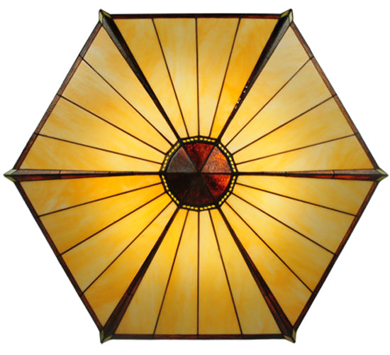 Meyda Lighting Peaches 49" 6-Light Mahogany Bronze Inverted Pendant Light With Honey Stained Shade Glass