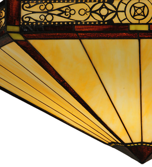 Meyda Lighting Peaches 49" 6-Light Mahogany Bronze Inverted Pendant Light With Honey Stained Shade Glass