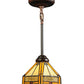 Meyda Lighting Peaches 8" Mahogany Bronze Mini Pendant Light With Beige Shade Glass