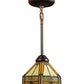 Meyda Lighting Peaches 8" Mahogany Bronze Mini Pendant Light With Beige Shade Glass