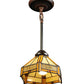Meyda Lighting Peaches 8" Mahogany Bronze Mini Pendant Light With Beige Shade Glass