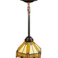 Meyda Lighting Peaches 8" Mahogany Bronze Mini Pendant Light With Beige Shade Glass