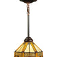 Meyda Lighting Peaches 8" Mahogany Bronze Mini Pendant Light With Beige Shade Glass