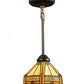 Meyda Lighting Peaches 8" Mahogany Bronze Mini Pendant Light With Beige Shade Glass