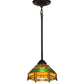 Meyda Lighting Peaches 8" Mahogany Bronze Mini Pendant Light With Honey Amber & Emerald Green Shade Glass