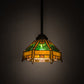 Meyda Lighting Peaches 8" Mahogany Bronze Mini Pendant Light With Honey Amber & Emerald Green Shade Glass