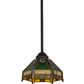 Meyda Lighting Peaches 8" Mahogany Bronze Mini Pendant Light With Honey Amber & Emerald Green Shade Glass