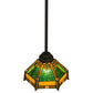 Meyda Lighting Peaches 8" Mahogany Bronze Mini Pendant Light With Honey Amber & Emerald Green Shade Glass