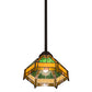 Meyda Lighting Peaches 8" Mahogany Bronze Mini Pendant Light With Honey Amber & Emerald Green Shade Glass