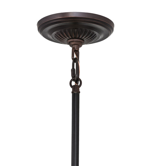 Meyda Lighting Peaches 8" Mahogany Bronze Mini Pendant Light With Honey Amber & Emerald Green Shade Glass