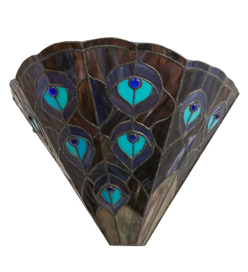 Meyda Lighting Peacock 14" 2-Light Wall Sconce With Multi-Colored Shade Glass