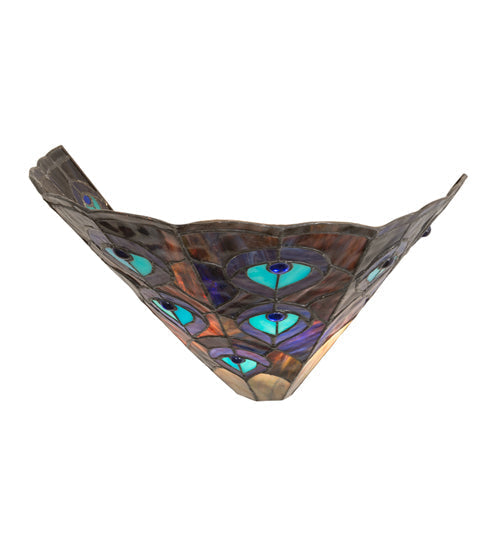 Meyda Lighting Peacock 14" 2-Light Wall Sconce With Multi-Colored Shade Glass