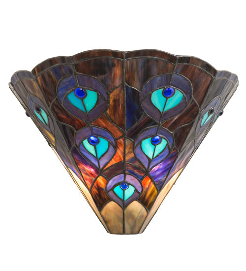 Meyda Lighting Peacock 14" 2-Light Wall Sconce With Multi-Colored Shade Glass