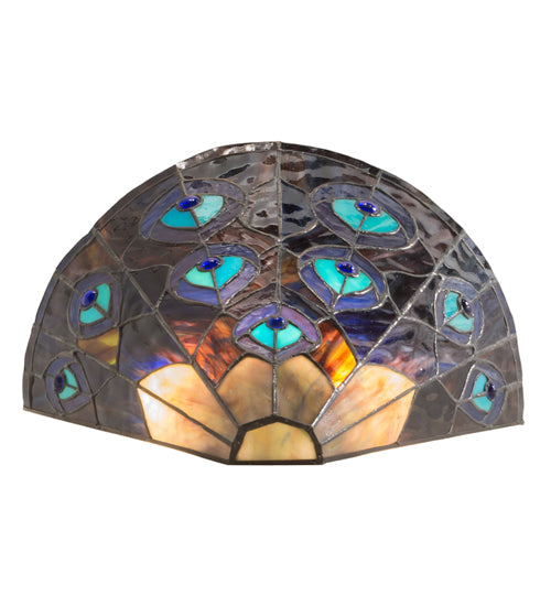Meyda Lighting Peacock 14" 2-Light Wall Sconce With Multi-Colored Shade Glass