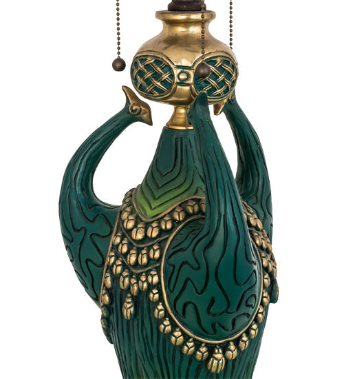Meyda Lighting Peacock 35" 3-Light Green & Gold Table Lamp Base