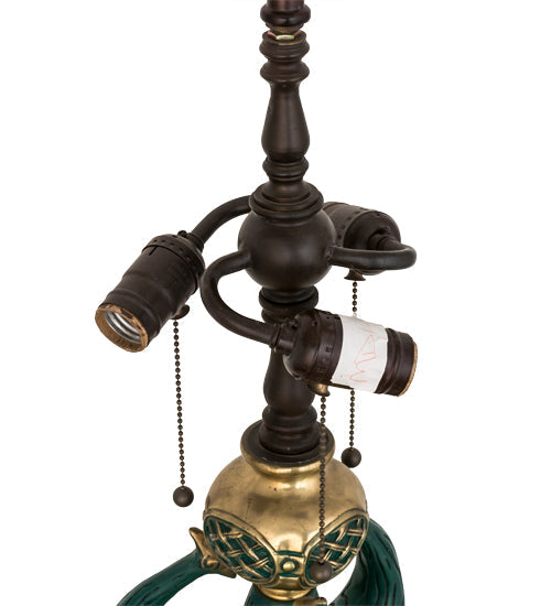 Meyda Lighting Peacock 35" 3-Light Green & Gold Table Lamp Base