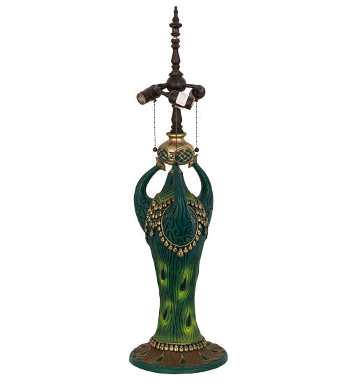 Meyda Lighting Peacock 35" 3-Light Green & Gold Table Lamp Base