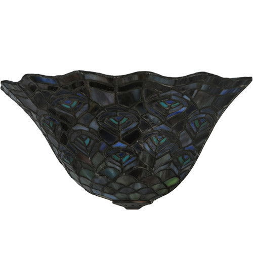 Meyda Lighting Peacock Feather 13" Wall Sconce With Multi-Colored Shade Glass