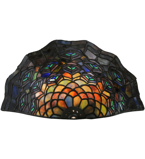 Meyda Lighting Peacock Feather 13" Wall Sconce With Multi-Colored Shade Glass
