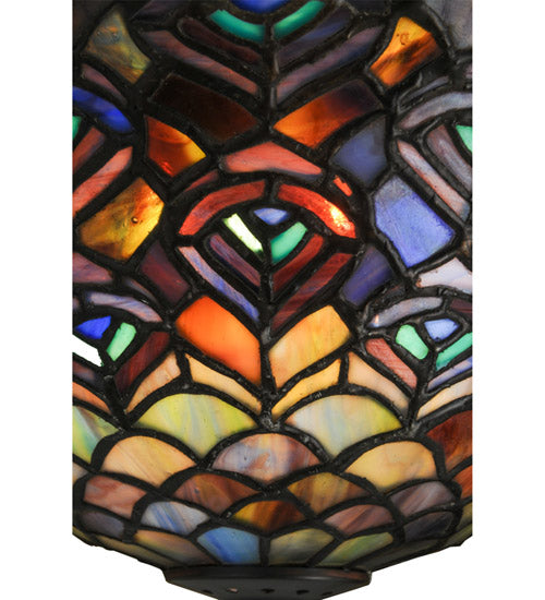 Meyda Lighting Peacock Feather 13" Wall Sconce With Multi-Colored Shade Glass