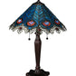Meyda Lighting Peacock Feather 23" 2-Light Mahogany Bronze Lace Table Lamp With Multi-Colored Shade Glass