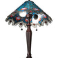 Meyda Lighting Peacock Feather 23" 2-Light Mahogany Bronze Lace Table Lamp With Multi-Colored Shade Glass