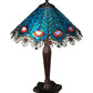 Meyda Lighting Peacock Feather 23" 2-Light Mahogany Bronze Lace Table Lamp With Multi-Colored Shade Glass