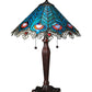Meyda Lighting Peacock Feather 23" 2-Light Mahogany Bronze Lace Table Lamp With Multi-Colored Shade Glass