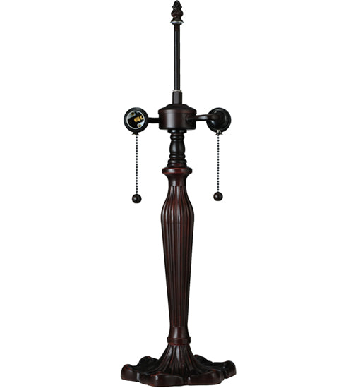 Meyda Lighting Peacock Feather 23" 2-Light Mahogany Bronze Lace Table Lamp With Multi-Colored Shade Glass