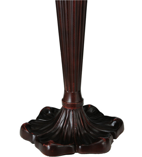 Meyda Lighting Peacock Feather 23" 2-Light Mahogany Bronze Lace Table Lamp With Multi-Colored Shade Glass