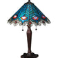 Meyda Lighting Peacock Feather 23" 2-Light Mahogany Bronze Lace Table Lamp With Multi-Colored Shade Glass