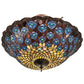 Meyda Lighting Peacock Feather 24" 3-Light Mahogany Bronze Semi-flush Mount Light With Multi-Colored Shade Glass