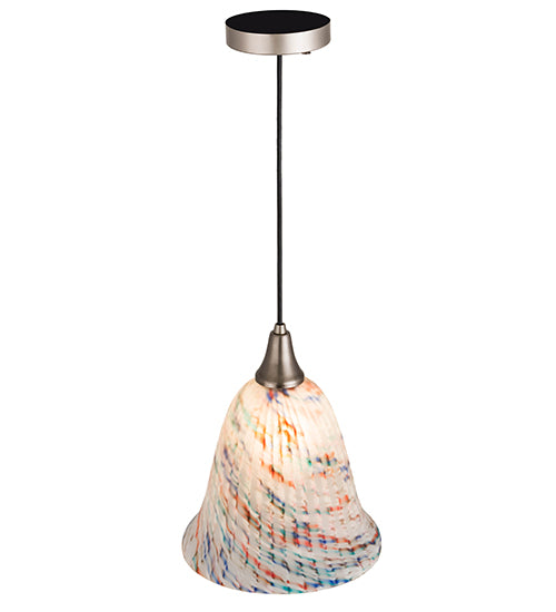Meyda Lighting Peacock Pate-De-Verre 10" Brushed Nickel Pendant Light With Multi-Colored Shade Glass