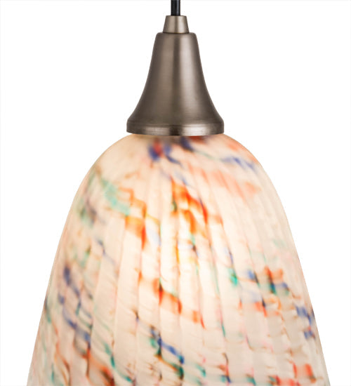 Meyda Lighting Peacock Pate-De-Verre 10" Brushed Nickel Pendant Light With Multi-Colored Shade Glass