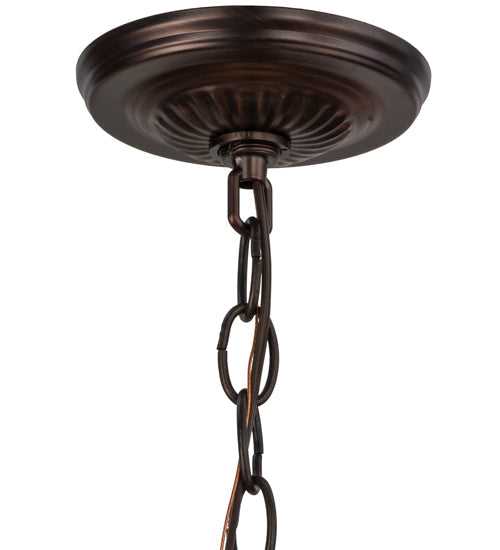 Meyda Lighting Peacock Pate-De-Verre 11" Mahogany Bronze Pendant Light With Multi-Colored Shade Glass