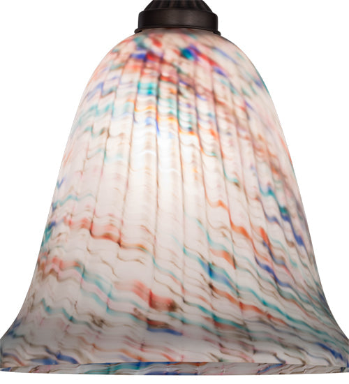 Meyda Lighting Peacock Pate-De-Verre 11" Mahogany Bronze Pendant Light With Multi-Colored Shade Glass