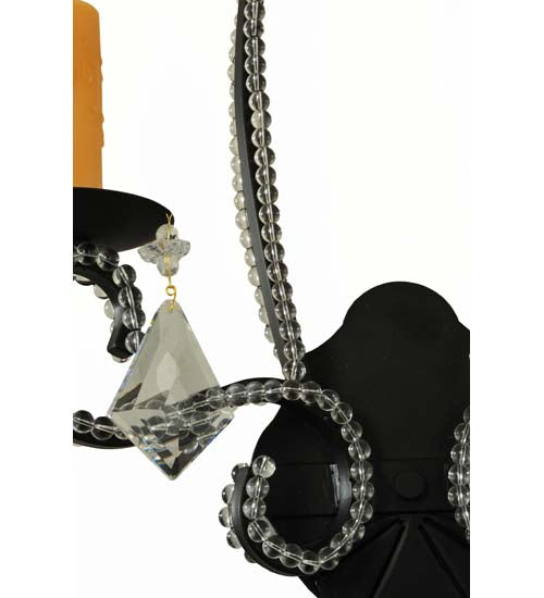 Meyda Lighting Peak 16" 2-Light Black Textured Wall Sconce With Crystal Shade Glass