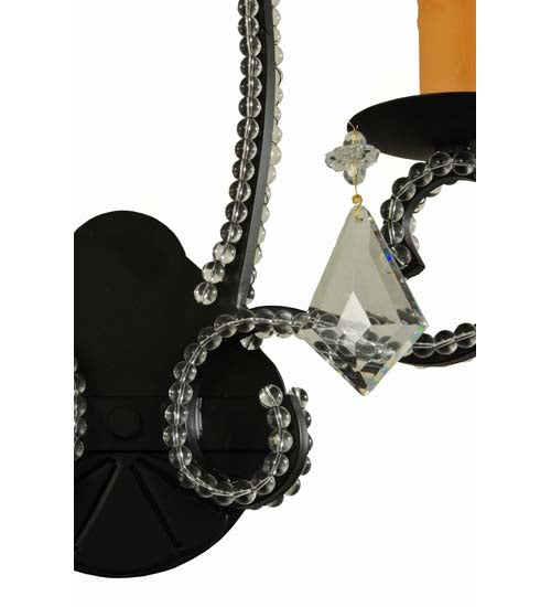 Meyda Lighting Peak 16" 2-Light Black Textured Wall Sconce With Crystal Shade Glass