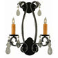 Meyda Lighting Peak 16" 2-Light Black Textured Wall Sconce With Crystal Shade Glass