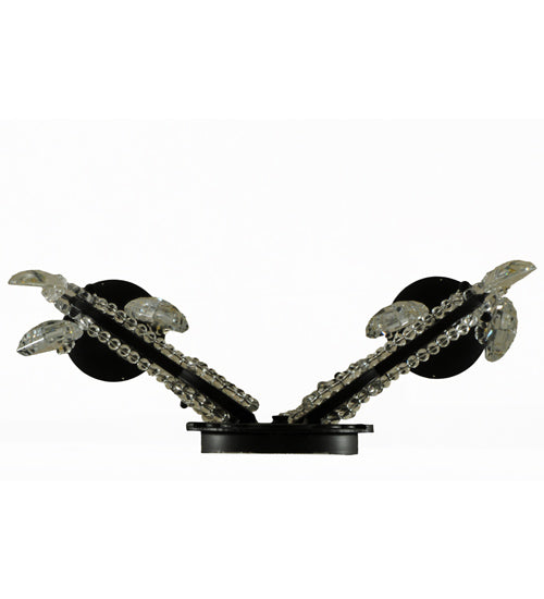 Meyda Lighting Peak 16" 2-Light Black Textured Wall Sconce With Crystal Shade Glass