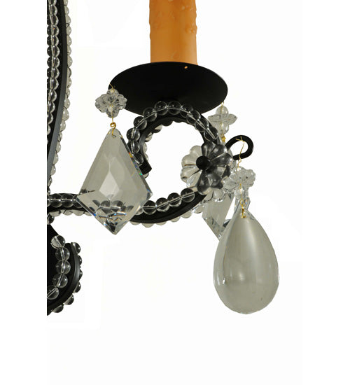 Meyda Lighting Peak 16" 2-Light Black Textured Wall Sconce With Crystal Shade Glass