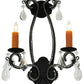 Meyda Lighting Peak 16" 2-Light Black Textured Wall Sconce With Crystal Shade Glass