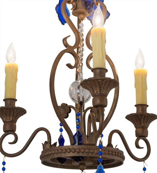 Meyda Lighting Peak 18" 3-Light Cortez Gold Customized Chandelier With Ivory Faux Candlelight
