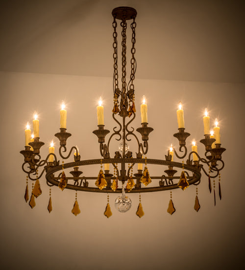 Meyda Lighting Peak 48" 16-Light Cortez Gold Chandelier With Ivory Faux Candlelight